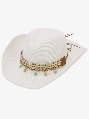 Blue boho tassels  Tribal cowboy hat
